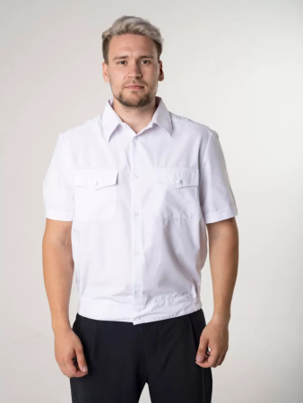 Рубашка Полиция, цвет белый, мужская, короткий рукав - интернет магазин Полигон