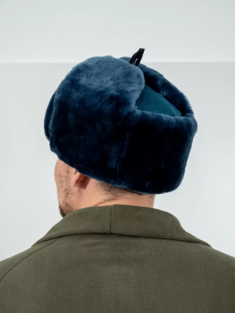 Шапка-ушанка из (сукно морская волна) МЧС, синий, овчина - интернет магазин Полигон