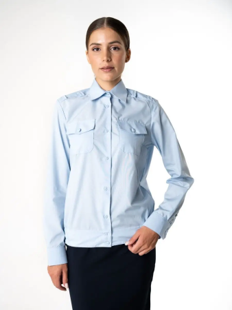 Рубашка Полиция, цвет бледно-голубой, женская, длинный рукав - интернет магазин Полигон