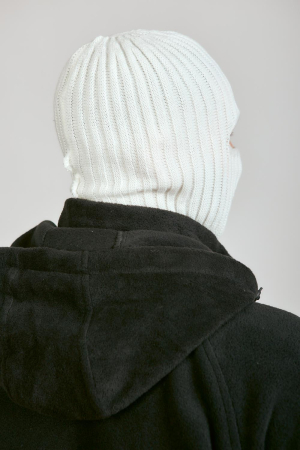 Маска 2 ОТВЕРСТИЯ, белый, пан, шерсть - интернет магазин Полигон