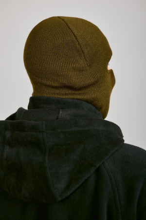 Маска Лыжник (1 отверстие), оливковый, пан, шерсть - интернет магазин Полигон