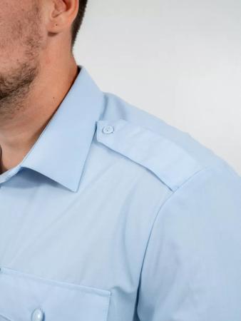 Рубашка РЖД бледно-голубая мужская, длинный рукав - интернет магазин Полигон