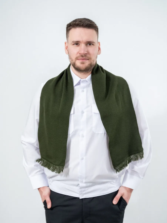 Шарф, оливковый, пан, шерсть - интернет магазин Полигон