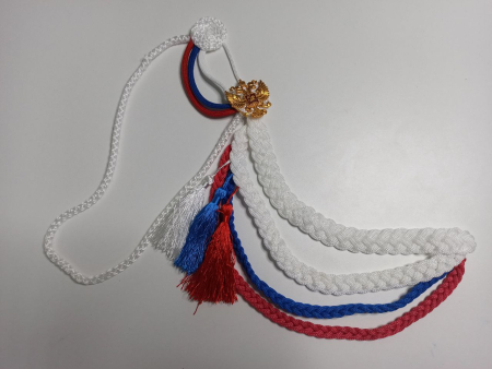 Аксельбант ДМБ цветной "кисти", белый, синий, красный - интернет магазин Полигон