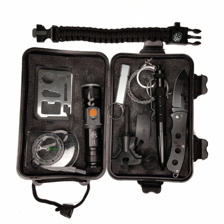 Носимый аварийный запас (набор выживания) в кейсе SOS, черный - интернет магазин Полигон