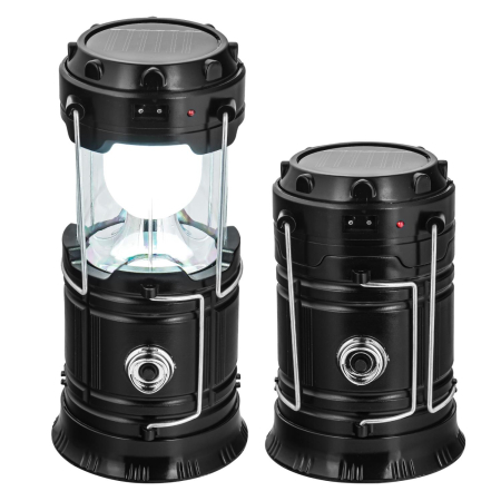 Фонарь для кемпинга с солнечной панелью 6 SMD LED №22, черный - интернет магазин Полигон