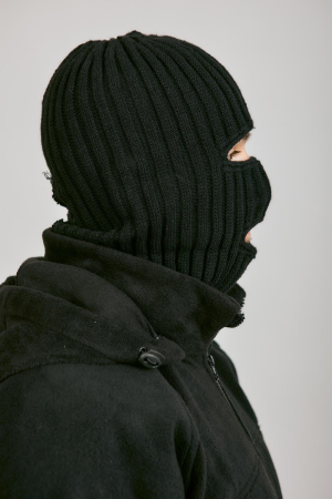 Маска 2 отверстия, черный, пан, шерсть - интернет магазин Полигон