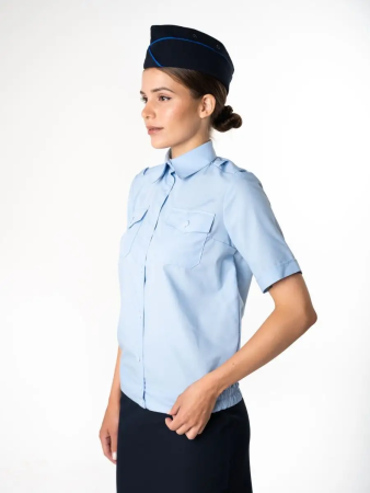 Рубашка Полиция, цвет бледно-голубой, женская, короткий рукав - интернет магазин Полигон