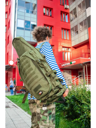 Рюкзак ОХОТНИК с чехлом для ружья, оливковый, 75 л - интернет магазин Полигон