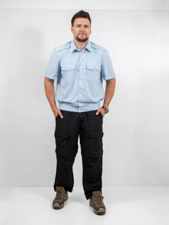 Рубашка РЖД, бледно-голубая мужская, короткий рукав - интернет магазин Полигон