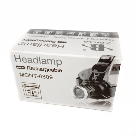 Фонарь налобный BL-6809, черный - интернет магазин Полигон