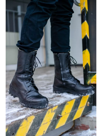 Берцы НАВИГАТОР, Бутекс черный, натуральный мех зима - интернет магазин Полигон